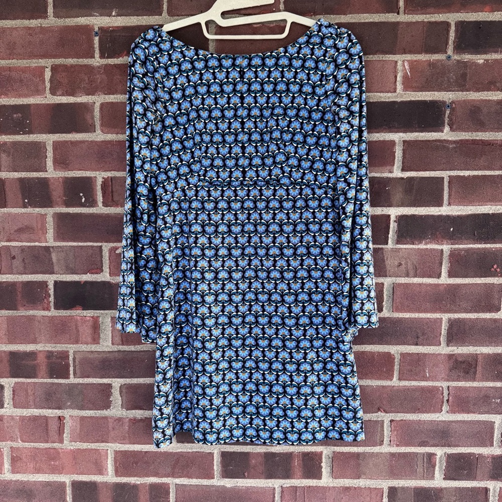 ZARA Trafaluc Floral Tunic Dress Blue Black 3/4 Sleeve Womenโs Medium Regular